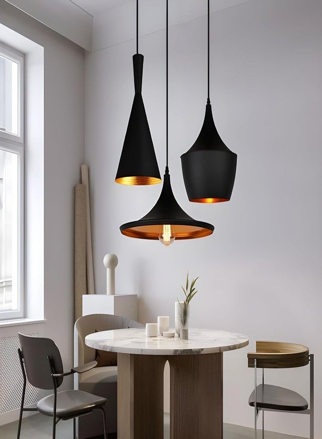 SVDK 3 Lamp Cluster Pendant Light, Tulip Cone Disc-Aluminium, Black Ceiling Lamp Home Decor Items,Hanging Ceiling Decorative Chandelier Home,Living Room, Indoor Outdoor Jhumar Lighing (with Bulb) - Image 2
